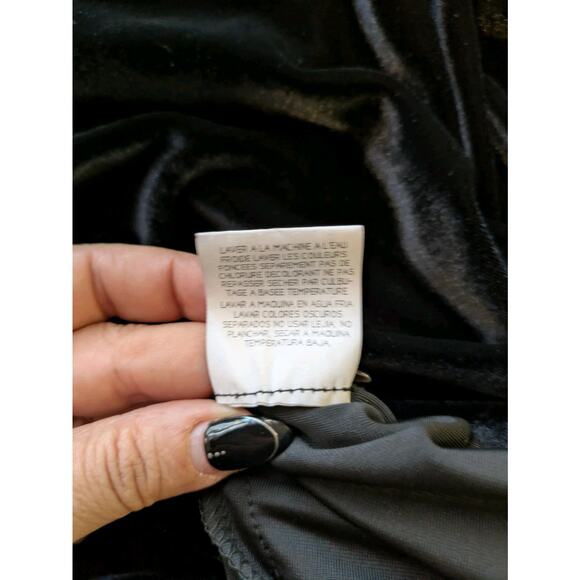 Leslie Fay Maxi Skirt M Black Velvet 90s Vintage Stretch No Slit Double Stitch - Picture 5 of 5